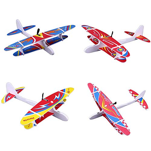 2 Pack Electric Airplane Toys,4 Color Flying Glider Plane for Kids Outdoor Sport Toy, Foam Education Glider Aeroplane for boys Adults, Family Flying Game Toy,Gift for Kids Teens, Random Pattern