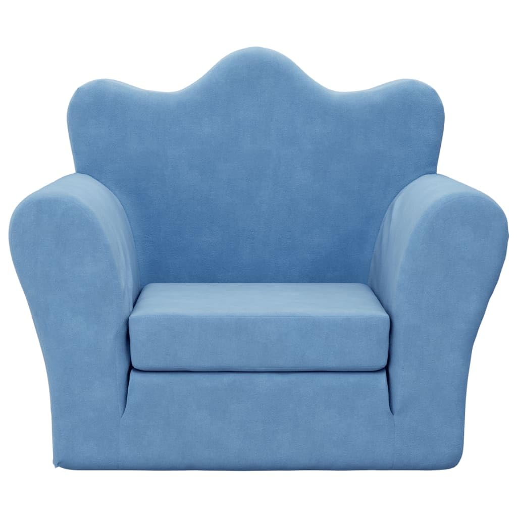 Tomostar Fauteuil pour Enfant Pliable, Chaise de Lit Canapé Convertible Bleu 54 x (34-90) x 45 cm Peluche Douce