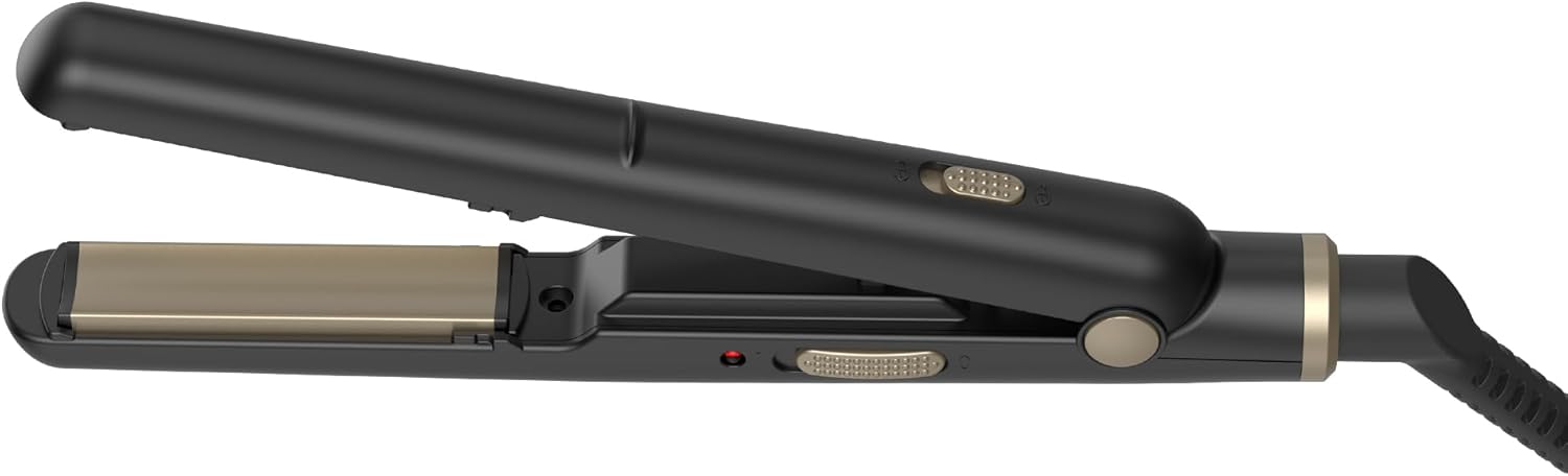 OKWRAP Mini Straightener for Short Hair, 2 in 1, Portable for Travel, Ionic Hair Straightener, 3D Ceramic Plates, Universal Voltage 100-240 V, Auto Shut Off Travel Size