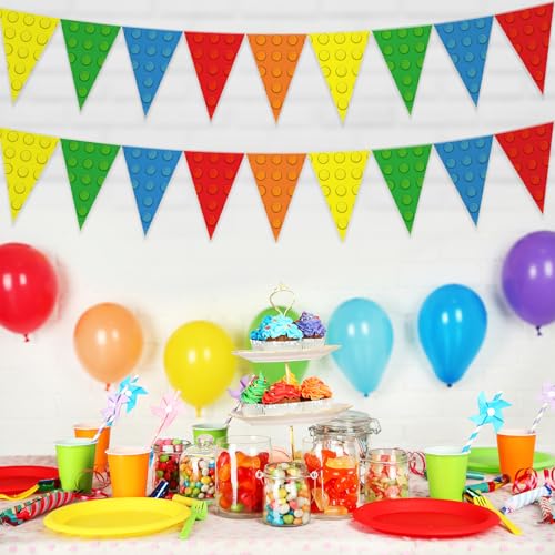 Image of Tiamon 5 Pcs Building Block Birthday Party Triangle Decoration 49.2 Ft