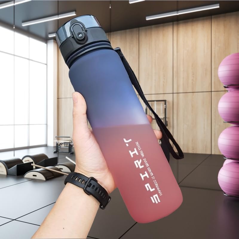 Botella de agua motivacional de 32 onzas con marcador de tiempo y correa de transporte con pajilla, a prueba de fugas, sin BPA, para gimnasio al