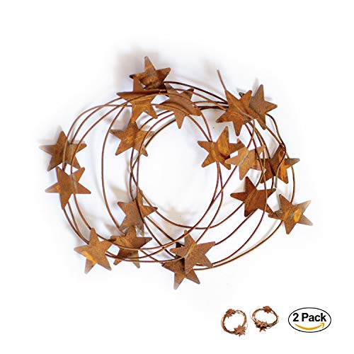RUSTY TIN BARN STAR GARLAND SET - Long 12' TWO PACK metal rustic