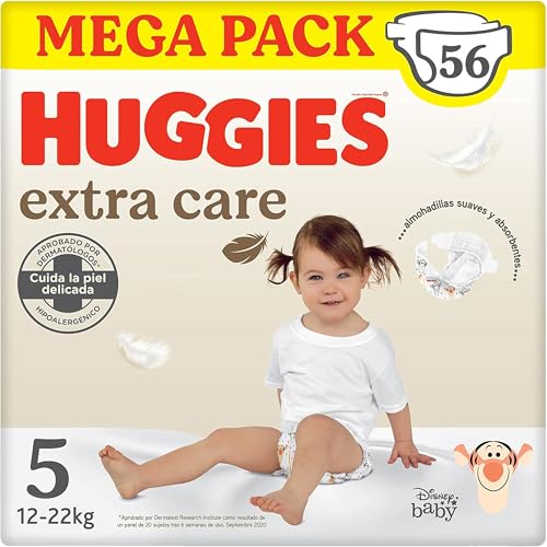 Huggies Extra Care - Pañales talla 5 (12-17 kg), ultraabsorbente, diseño Disney, paquete de 54 unidades