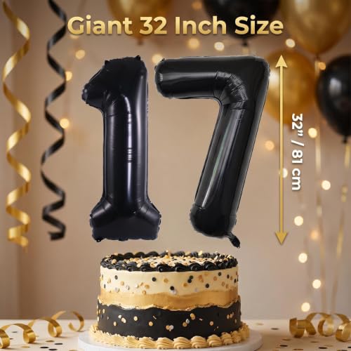 Image of YPSelected 32 Inch Large Foil Helium Number Balloon Birthday Wedding Party 0-9 (Black, 7)