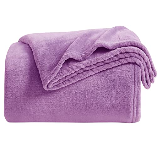 KMUSET Fleece Blanket Throw Size Lilac Lightweight Super Soft Cozy Luxury Bed Blanket Microfiber