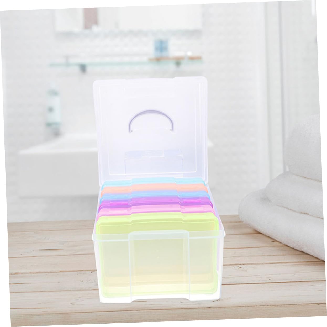 BRIGHTFUFU Photo Storage Box Organizing Bins Lids Decorative Storage Boxes Multi-functional Household Photo Case