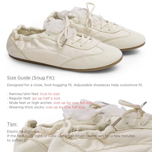 Image of iiimmu Ballet Flats Sneakers for Women Casual Walking Shoes | Elastic Back, Lace-Up & Slip-On, Suitable for Travel & Driving