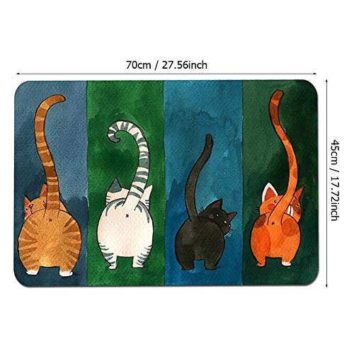 Wifehelper Welcome Door Mat, Cat Pattern Non-slip Welcome Doormat Carpet Mat Indoor Outdoor Entrance - Image 3