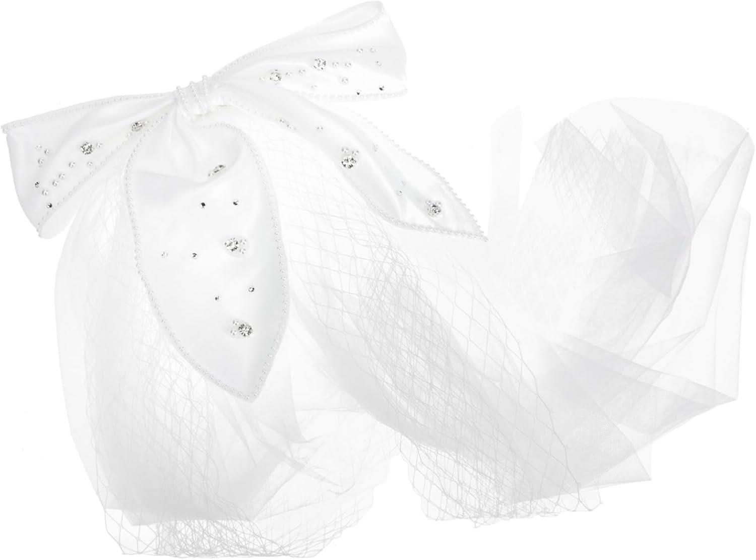 VANZACK 2pcs Veil Bridal Veil Lace Accents Elegant Bow Design for Wedding Ceremony Photo Shoots and Engagement Parties