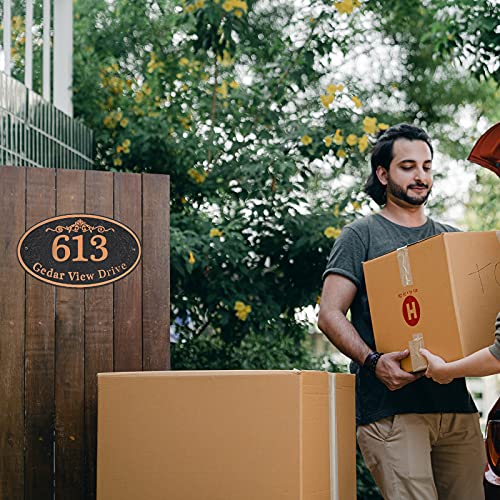 Personalized Address Plaque Sign Oval - Home Address Numbers Plate House Sign,Garden Wall Sign,Fade Resistance|Any Letters & Numbers 9.8 X 5.9 Inch(Brass) #TOP2