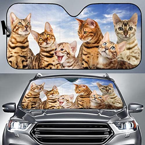Pare-brise voiture universelle pare-soleil avant intérieur chats du Bengale protecteur imperméable L