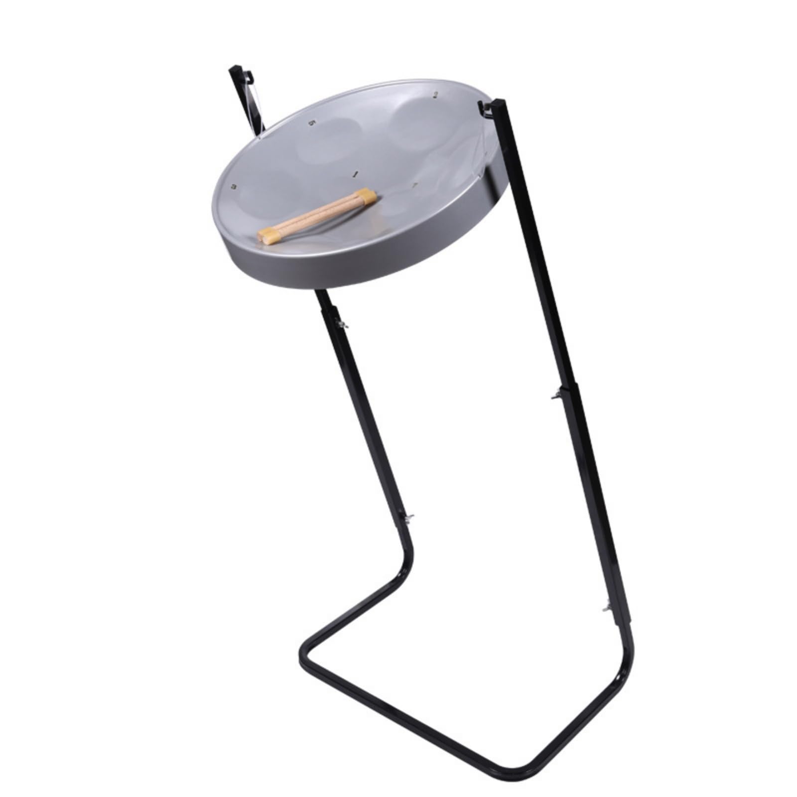 Tamburo a Linguette D'acciaio Drum con Supporto Pieghevole Tamburo a Lingua con Treppiede Facile da Suonare a Linguette D'acciaio Drum, Argento