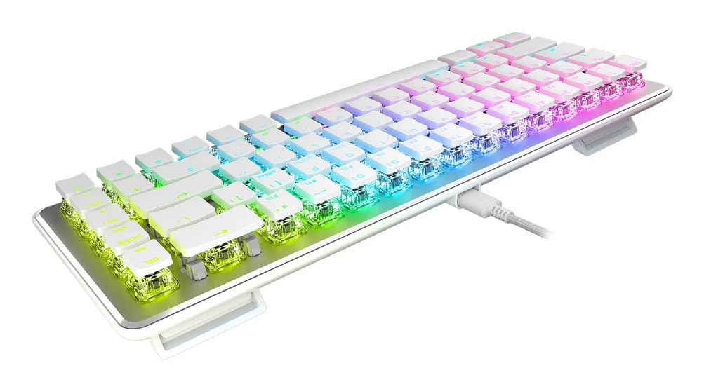 Turtle Beach Vulcan II Mini – 65% optyczno-mechaniczna klawiatura gamingowa z regulowanym oświetleniem RGB, technologia duplikatora klawiszy, płyta aluminiowa, biała