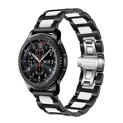 Gear S3 Frontier/Classic Watch Correa, TRUMiRR 22mm correa de reloj de acero inoxidable y cerámica correa de liberación rápida para Samsung Gear S3 Frontier, Moto 360 2 46 mm,Asus ZenWatch 1 2 hombres