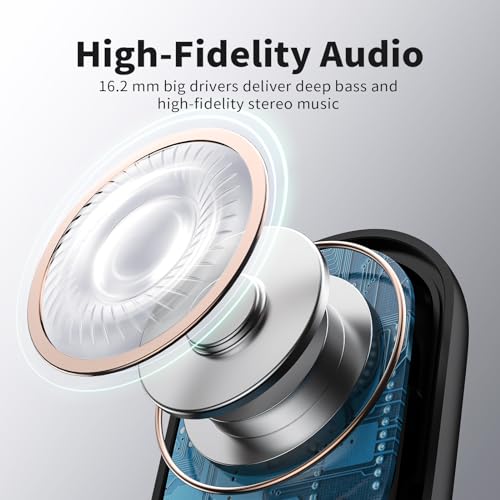 fojep Open Ear Earbuds, Bluetooth Earbuds 5.3, Deep Bass, Open Fit, 50 Hours Playtime, Digital Display Charging Case, Bone Conduction Bluetooth Headphones for Running, Cycling, Walking,Workout - Image 3