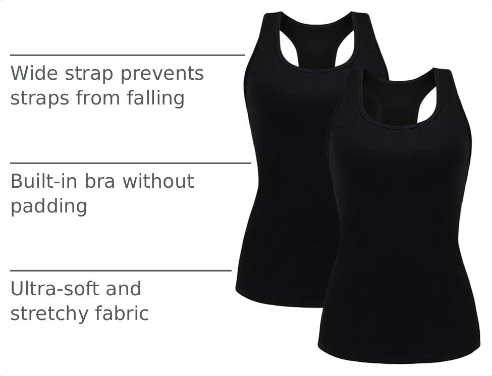 Image of beautyin Women Tank Top with Shelf Bra Racerback Workout Yoga Undershirt