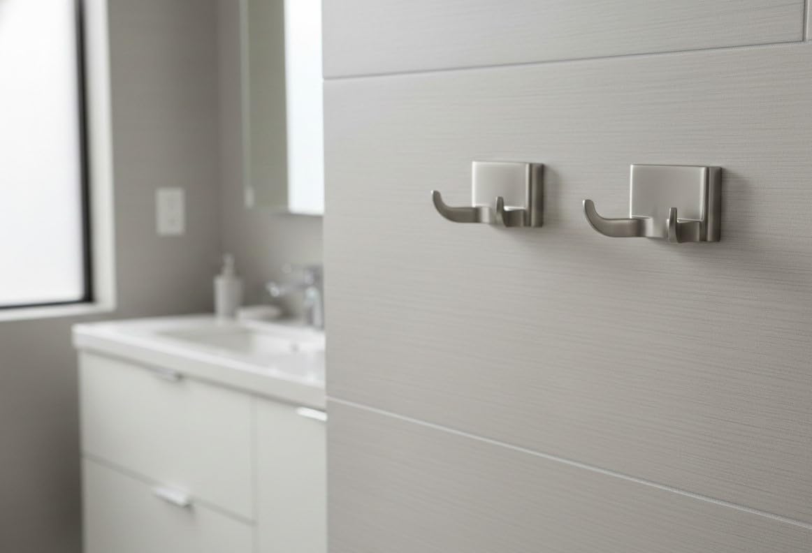 Formosa Design Hardware Towel and Robe Hooks, 2 Pack (Square Style, Brushed Nickel)