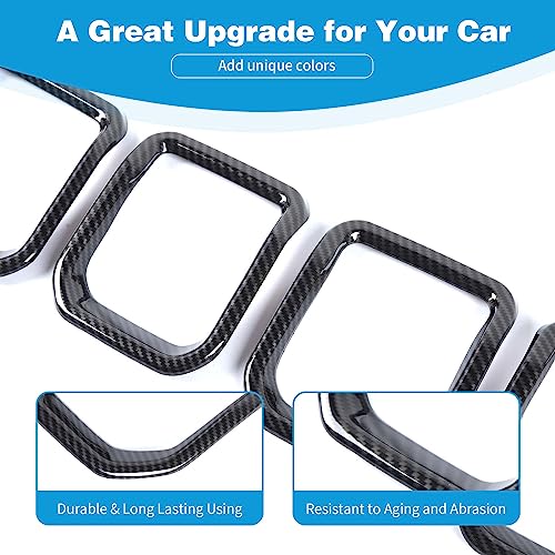 Image of for Compass Front Grille Insert Cover Trim Frame for Jeep Compass 2021-Present Black Carbon Fiber Exterior Accessories 7pcs