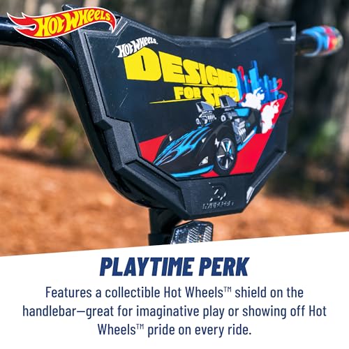 Image of Dynacraft Hot Wheels BMX Bike for Boys, 12-18 Inch Kids Bike, Ages 3-9, Rev Grip Handlebar Feature, Red & Black