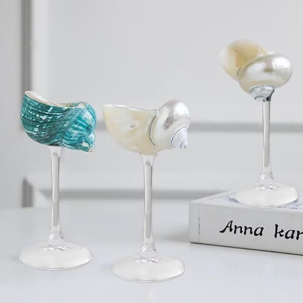 2 Meeresmuscheln-Weinbecher, Gläser für Getränke, für Geburtstagsfeier am Strand. (Weiß)