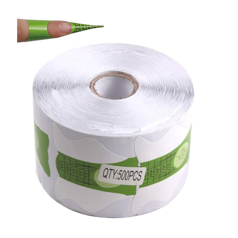 500Pcs/Roll Nail Form Guide Acrylic Tip Extension Green With White Color Design Sticker Rroll Manicure Tool for Acrylic UV Gel Nail Art Tips