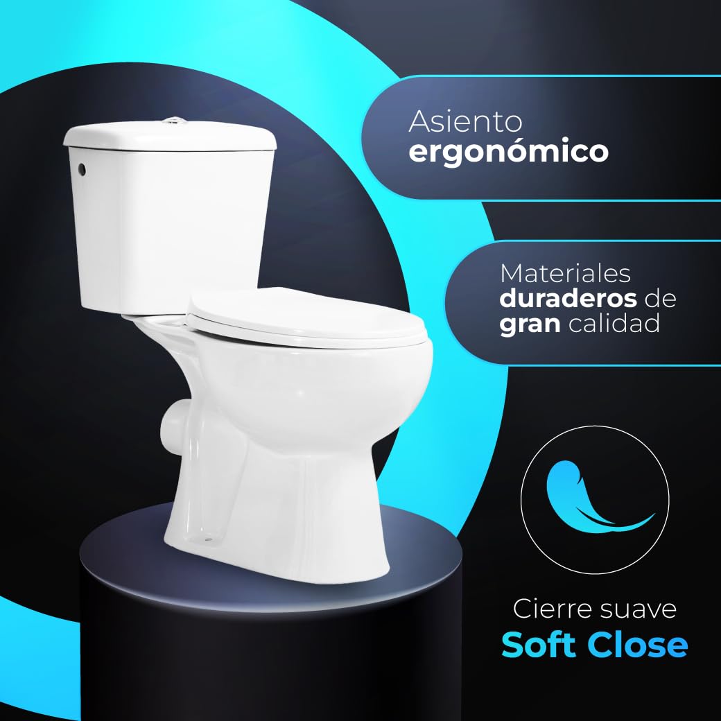 INODORO Completo con BIDET, Inodoro y Bidet Blanco, Pack Wc Inodoro, Retrete con Bidet para Hogar, Sistema Antibacterias, Tapa Dura Extrafina Amortiguada, Salida Horizontal