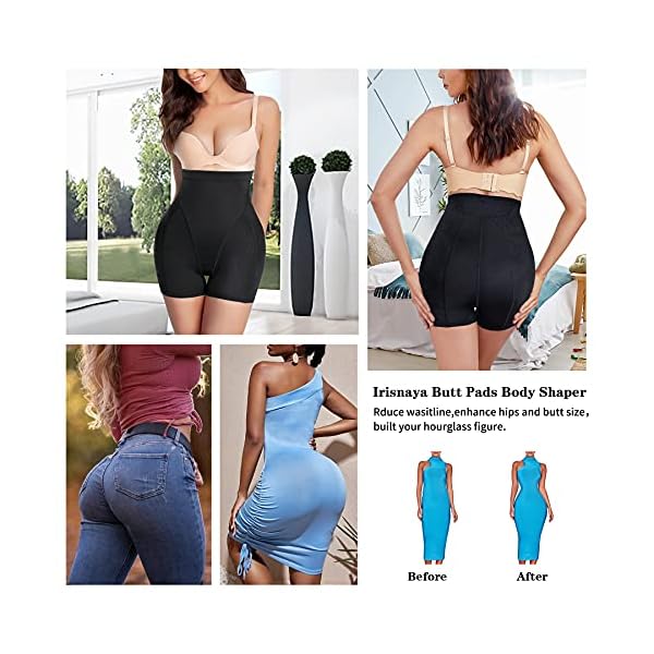 Irisnaya Women Seamless Butt Lifter Padded Shapewear Tummy Control Panties Waist Trainer Body Shaper Hip Enhancer Underwear(Black, Small)