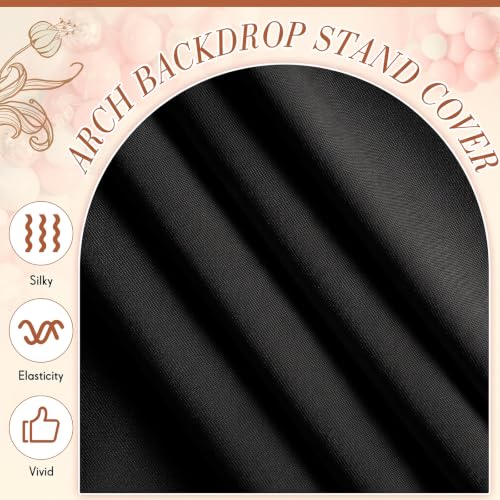 Image of VitalCozy Set of 3 Arch Covers 6ft, 6.5ft, 7.2ft Black | Arch Covers Stretchy Backdrop for Wedding Baby Shower Birthday Photo Booth Decoration, Fits Arch Frame, Frame Not Included