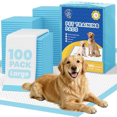 Image of VJJ Puppy Pads 100 Count 30 inchx26 inch, Great Value Potty Pads for Dogs XL, Large Pee Pads Piddle Pads for Pet Training, Leak-Proof Dog Pee Pads for Doggy Daily Use