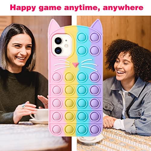 Gddjong Fidget Pop Phone Case For Iphone 11 Case, Stress Relief Push Pop Bubble 3D Cartoon Funny Kawaii Cute Fun Soft Silicone Design Cover For Girls Kids Boys (For Iphone 11 6.1"-1Pack Cat) #TOP4