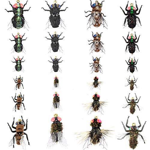 YAZHIDA Realistic Flies Fly Fishing Flies kit - Handmade Dry/Wet/Fly Fishing Lures (Fly Fishing Flies Collection)