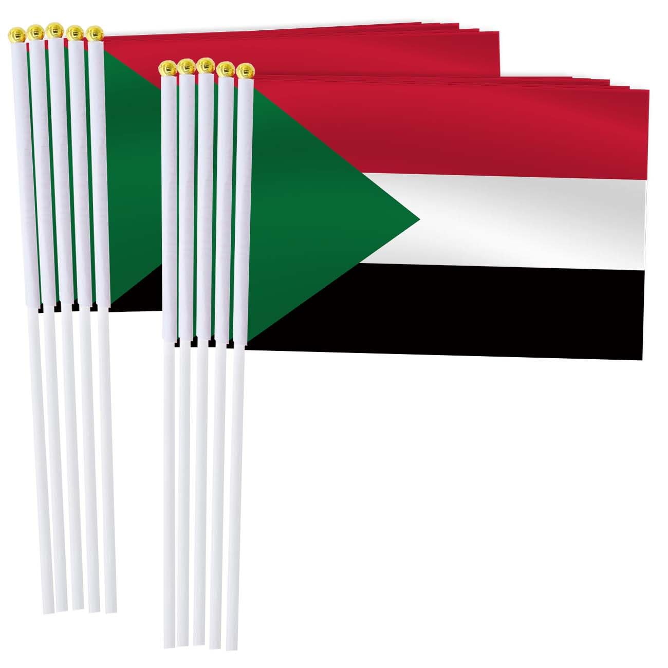 RaymNordRaymNord 25 Pack Sudan Handheld Small Flag,Mini Sudanese Hand Held Miniature Stick Decor