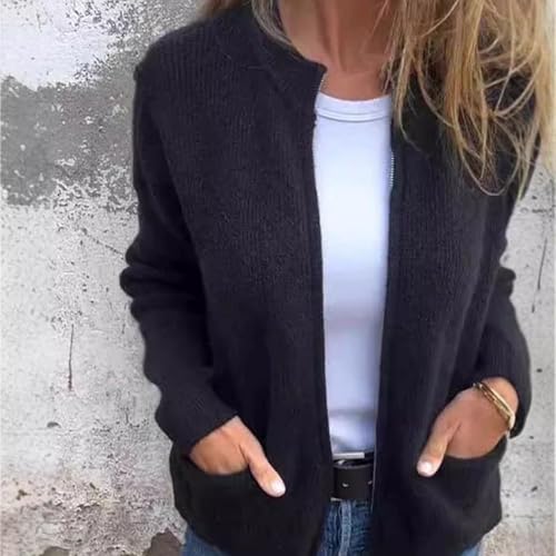 Knitted Coat,Women Knitted Crop Cardigan, Women's 2024 Fall Long Sleeve Crewneck Cropped Cardigan Sweaters4