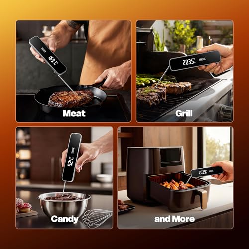 0.3S Instant Read Meat Thermometer – Digital Food Thermometer for Cooking, Grilling, BBQ, Candy, Air Fryer, Griddle – Kitchen Gadget Essentials & Gift for Him by AYMDKI - Image 9