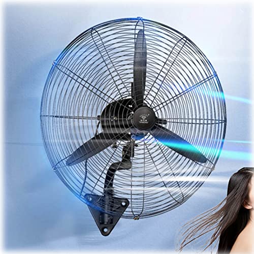 Ventilador industrial montado en la pared, oscilante de 60°, impermeable de 3 velocidades, rejilla de metal pesado, 19.7 a 29.5 pulgadas, ideal para patios, invernaderos, almacenes y tiendas