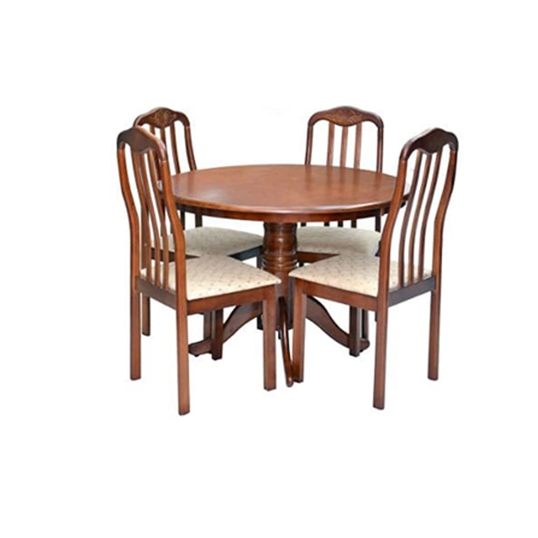 Karnak 5 Pieces Wooden Dining Table 4 in 1 (4-chair + Round Table) Brown KDT105