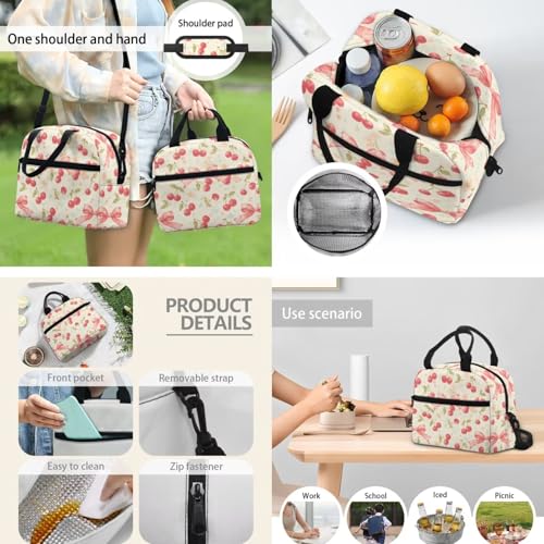 Kids 3 in 1 Backpack Set with Lunch Box and Pencil Box Lightweight Preschool Pastel Cherry Bow Backpack for Boys Age 3-8, Camping Bags Elementary Student Bookbag4