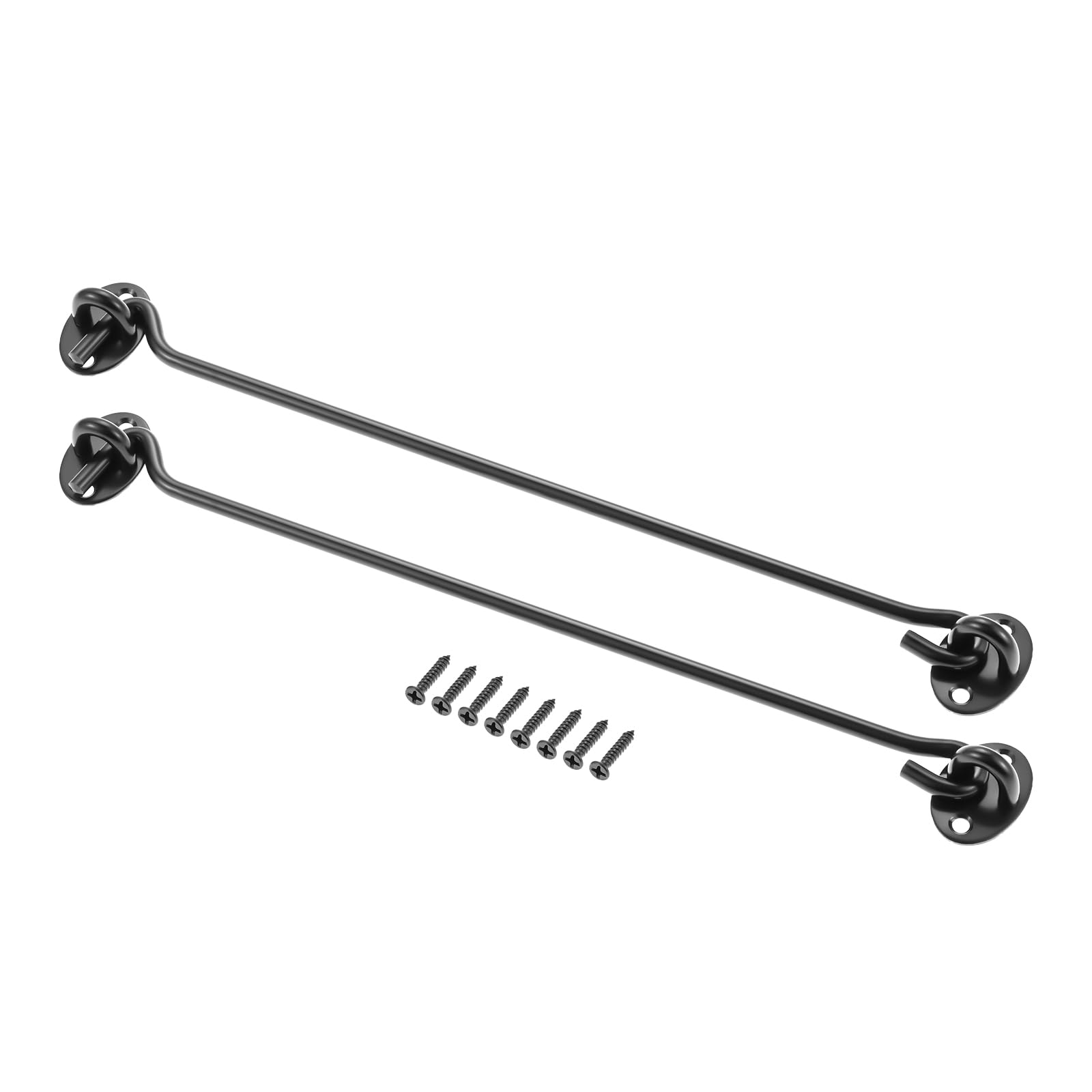 12 Inch-300Mm Cabin Hook And Eye Latch Lock Shed Gate Door Catch Silent Holder Stainless Steel Black 2Pcs 744790477948