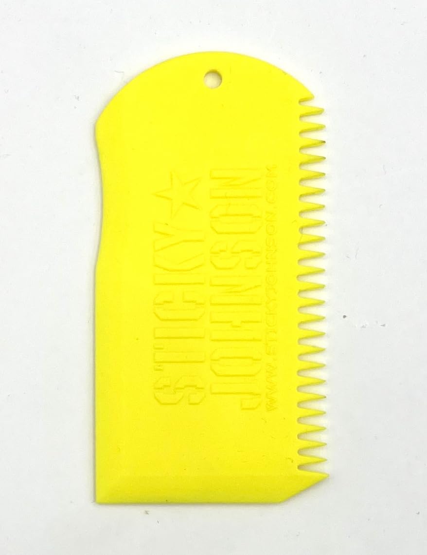 Sticky Johnson Surfboard Wax Comb – Ergonomic, Heavy-Duty Wax Remover & Texturizer for Maximum Grip (Yellow)