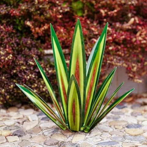 XDGJTBFMY Metal Agave Plants Outdoor Decor, 21.7 Inch Tequila Plant Metal Yard Art Rustic Garden Statues Sculpture, Home Garden Courtyard Lawn Outdoor Decoration(Green) Cover