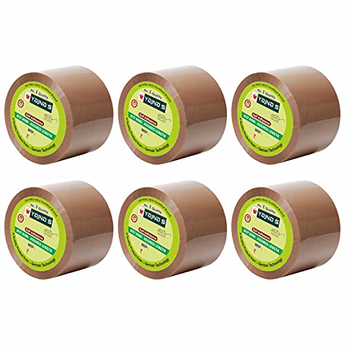 Image of YAJNAS BOPP Packaging Tape | 48 mm x 50 Meter (2 Inch x 50 Meter) | Packing Tape Rolls, Heavy Duty Tape, Cello Tape for Packaging, Decorating & DIY- 50 Micron, Brown, Pack of 6