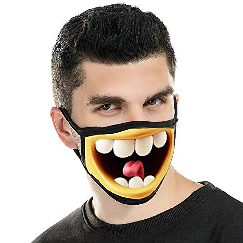LOVINSHOW Funny Mask Washable Reusable Funny Face Mask Anti-Dust Cotton Mask for Men Women
