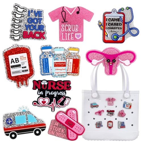 Nurse Charms for Bogg Bags Insert Accessories Decoration fits for Simply Southern Rubber Beach Totes