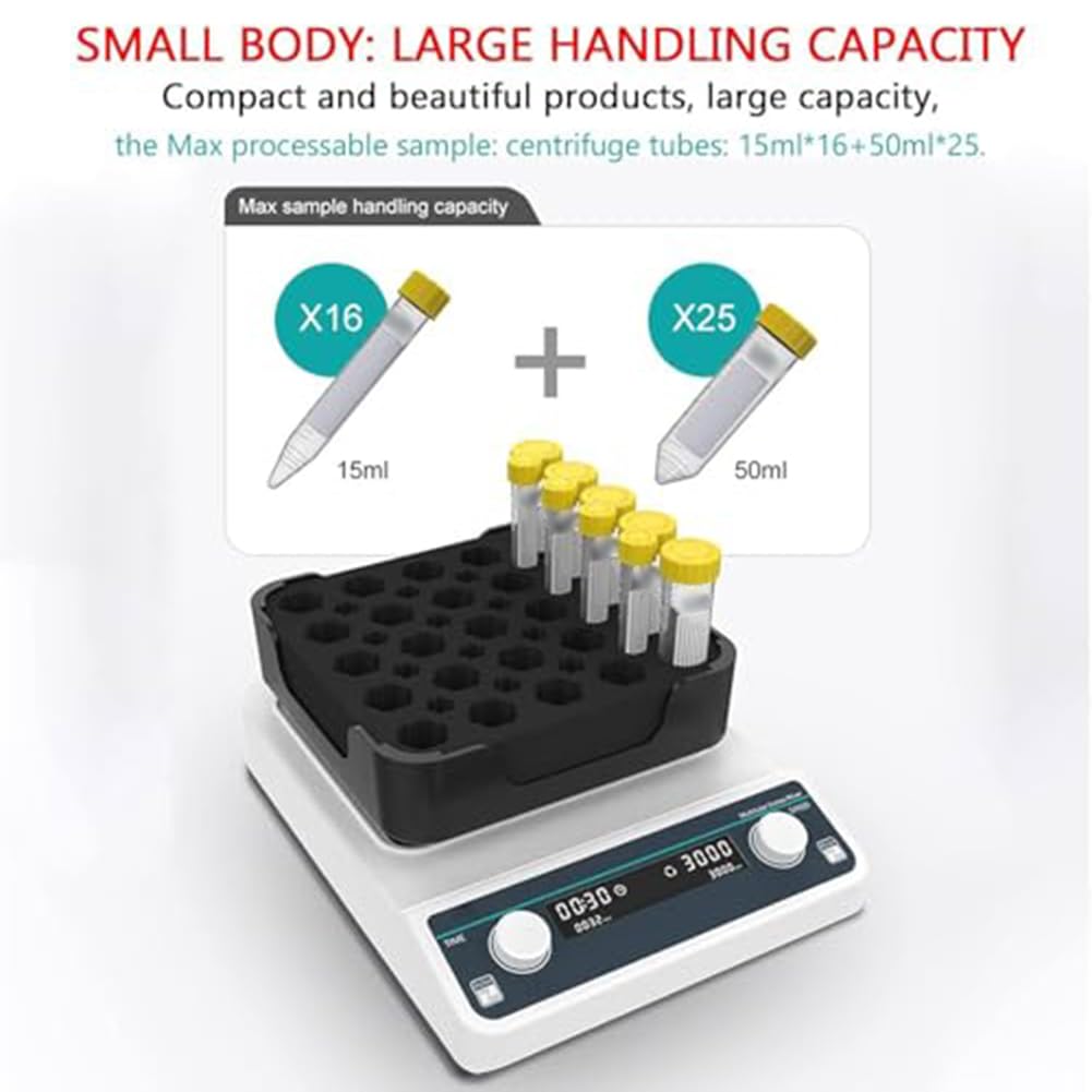Lab Vortex Shaker Mezclador digital multitubo 1500-3000rpm velocidad con sincronización de 1 min-8 h para tubos centrífugos de recogida de sangre, varios módulos disponibles