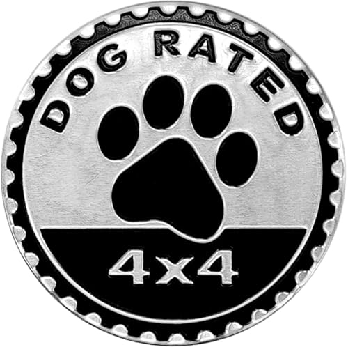 Image of Black Dogs Badge Rated Car Emblem, 4 x 4 Metal Automotive Badge, 3D Metal Badges, Round Emblem Decals Badge Decals Stickers Compatible for Jeep Vehicles Trucks SUV Exterior Accessories