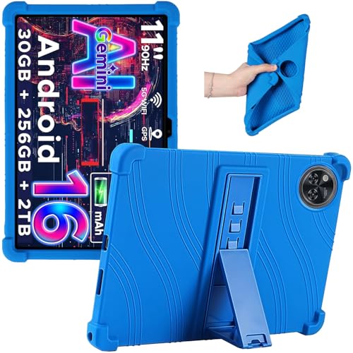 Junfire Silicone Case for DOOGEE U11 Pro / U11 11 inch 2025 Tablet Case for DOOGEE U11 Pro Android 16 / U11 Android 15 11 Tablet with Adjustable Kickstand Blue