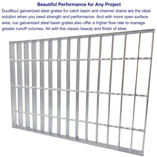 Image of Galvanized Steel Drain Grate, Driveway Channel Cover 20x12 in