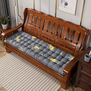 Generisch Bankkissen für den Innenbereich für 2/3 Sitzer Sofa, Sitzpolster für Verandaschaukeln, Kissen für Erkerfenster, Loungesesselmatte mit Bändern, Sofa Ersatzkissen (53 x 53 x 8 cm, Muster