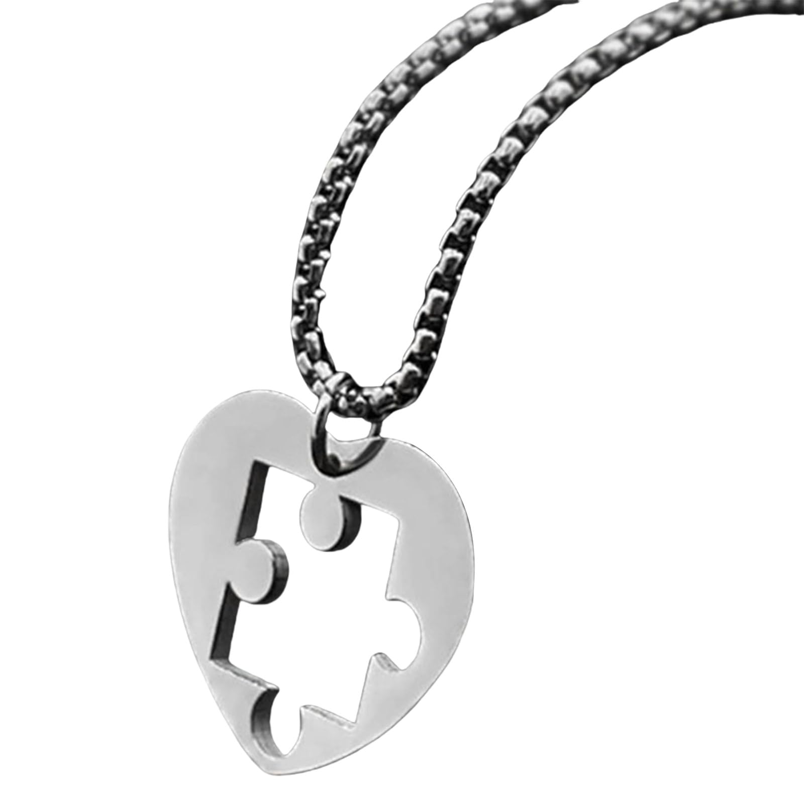 jiingekk Heart Puzzle Pieces Pendant Necklaces Elegant Clavicle Chain Accessory Heart Puzzle Matching Necklaces For Couples