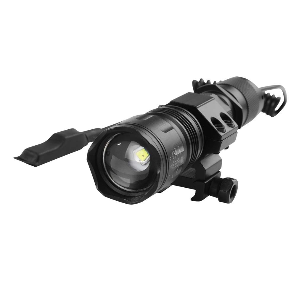 Linterna Táctica LED Recargable, 1200 Lúmenes Linternas de Alta Potencia para Caza Zoom capaz & Impermeable 5 Modos con Interruptor de Presión Batería y Cargador
